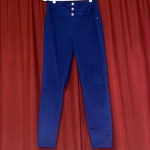 Blue High Waist Stretchy Skinny Jeans